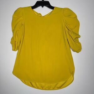 Camila Casual Women's Blouse Mustard Yellow Color Puff Sleeve Size 6 Pull Over